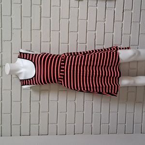 Monteau Gray/Coral Sleeveless Belted Sun Dress. Size Large NWOT